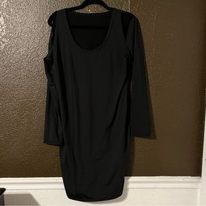 Black Long Sleeve MIDI Dress with Shoulder Cut Outs, Size XL
